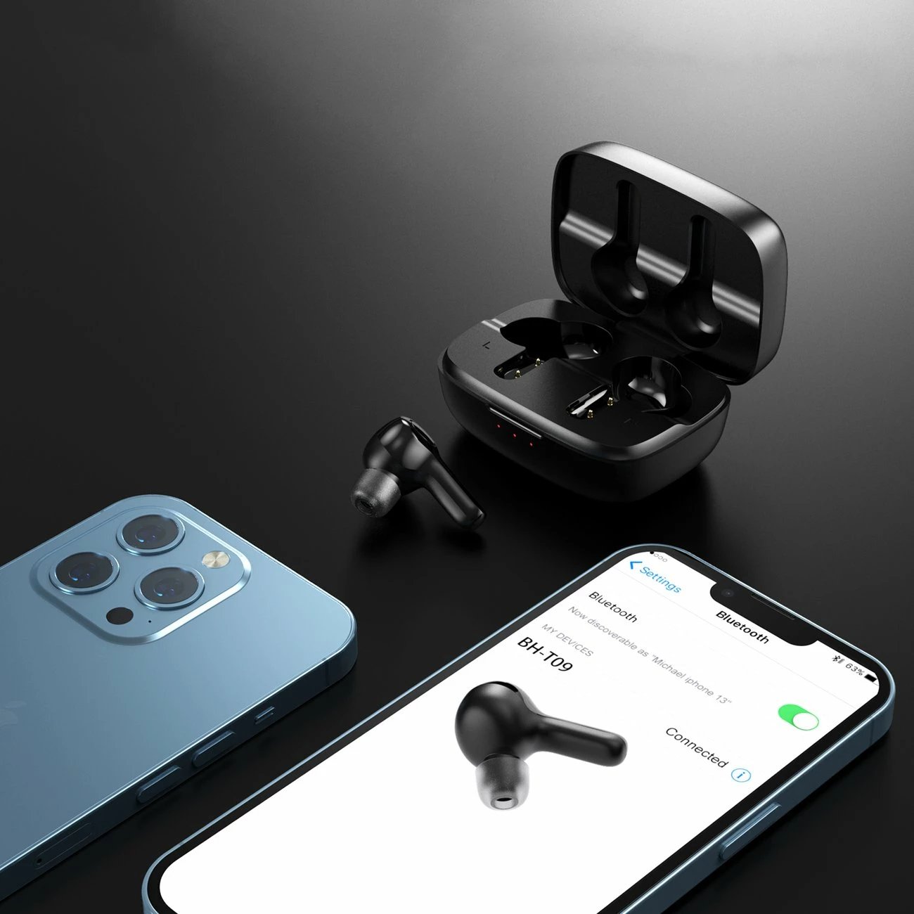 Kufje wireless TWS Choetech BH-T09 me panel diellor, të zeza