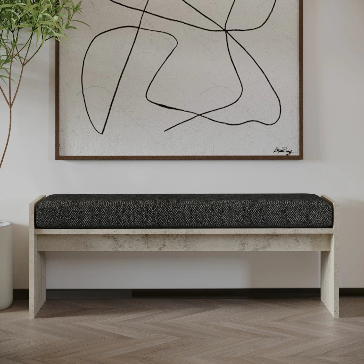 Bankë Atelier del Sofa, ngjyrë travertine, 120x45x35cm