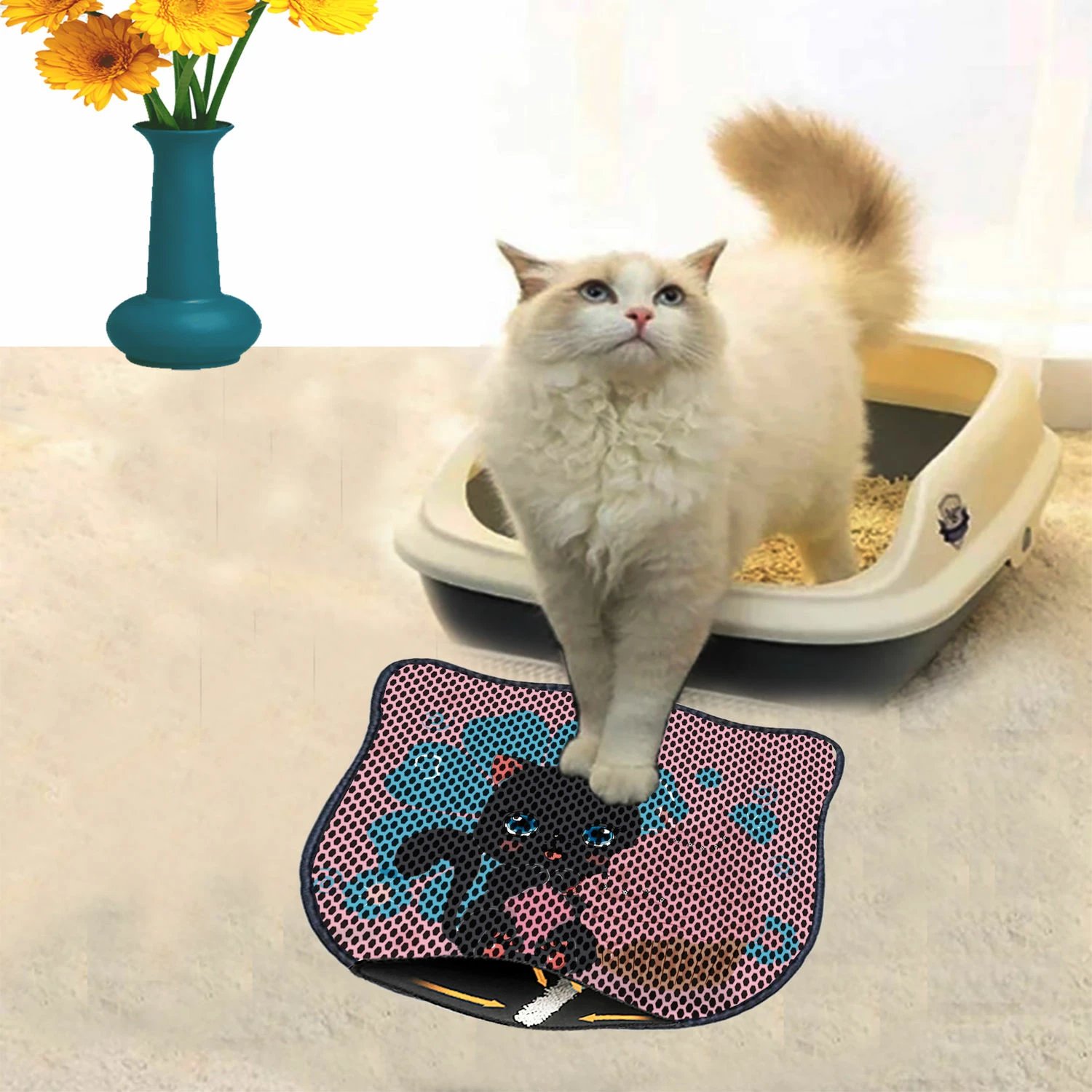Tapet për rërë mace, shumëngjyrësh, Paws & Whiskers, Kdkafa0061, 40x50cm