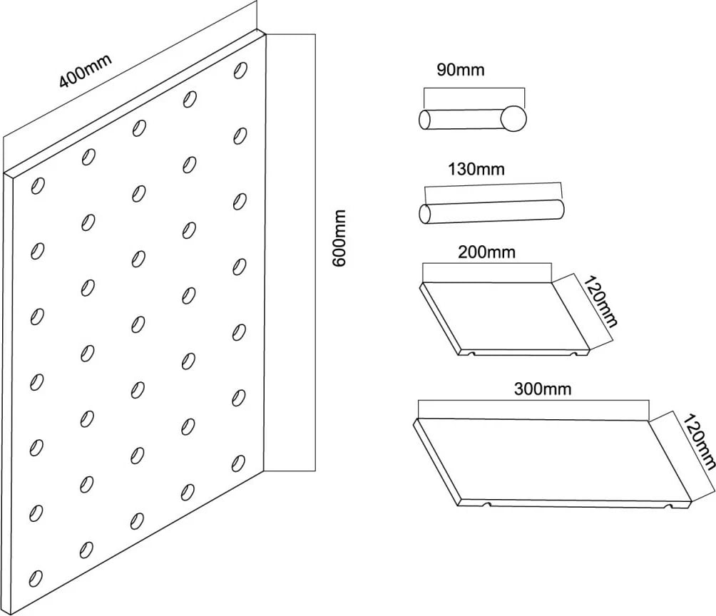 Tabelë organizuese murale, Maclean MC-130 WD, 40x60 cm, 3 rafte + 5 grepa, ngarkesë 20 kg, dru i çelët Tabelë organizuese murale, Maclean MC-130 WD, 40x60 cm, 3 rafte + 5 grepa, ngarkesë 20 kg, dru i çelët