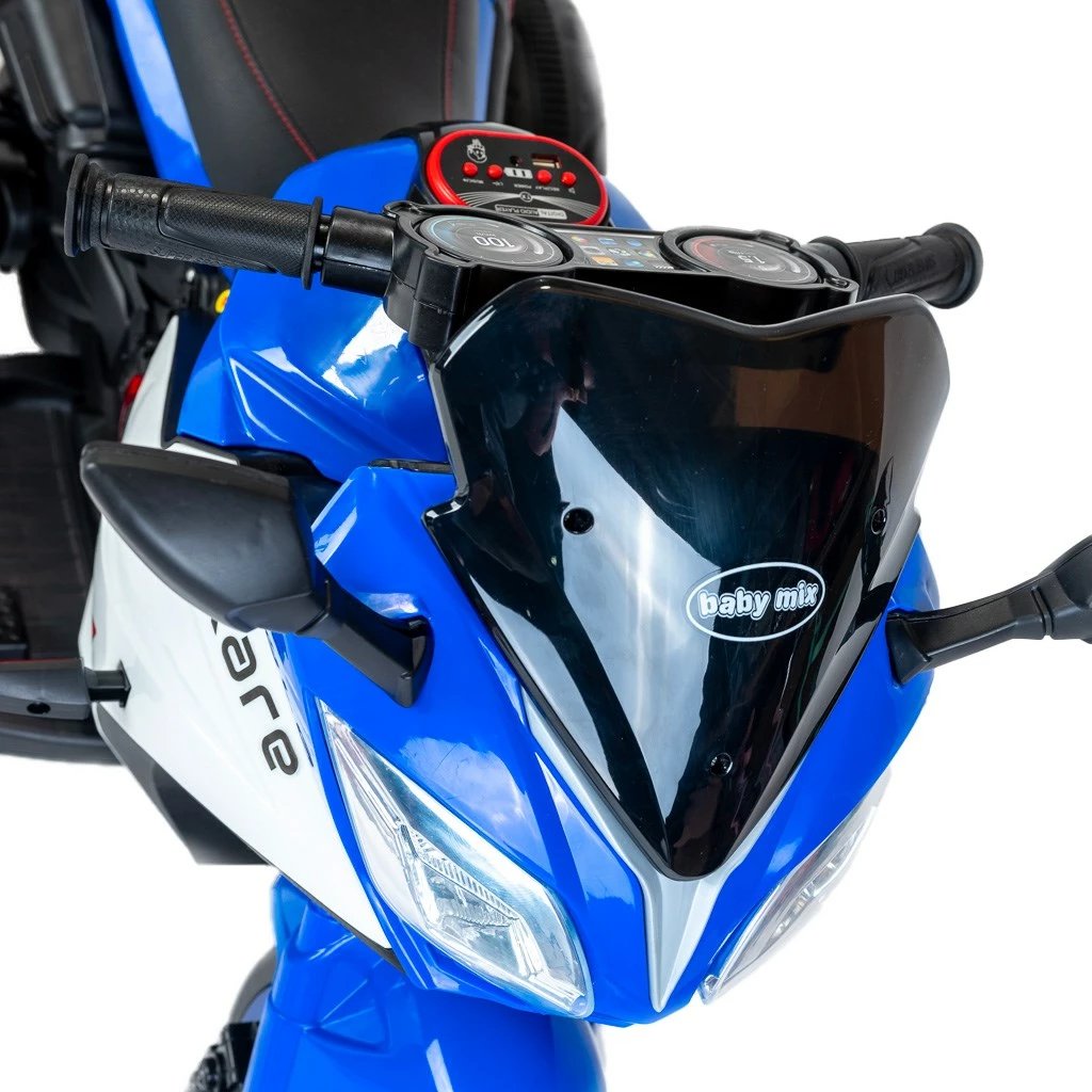 Motoçikletë elektrike për fëmijë, Baby Mix Rare, 6V 7Ah, 2x motor 380, 3 rrota, blu