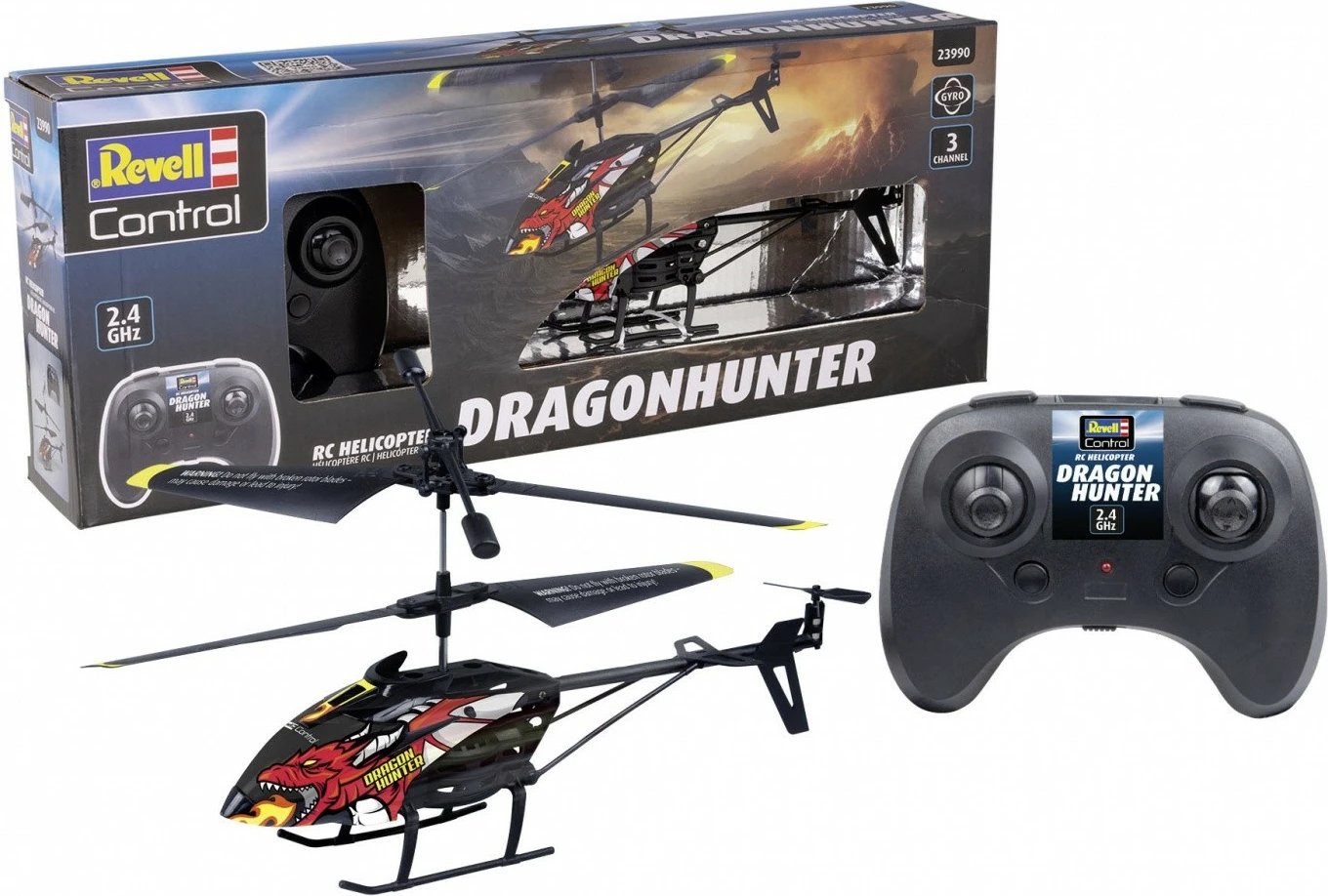 Helikopter RC Revell Dragonhunter, 12 x 4 x 21 cm, i zi/e kuqe/e verdhë