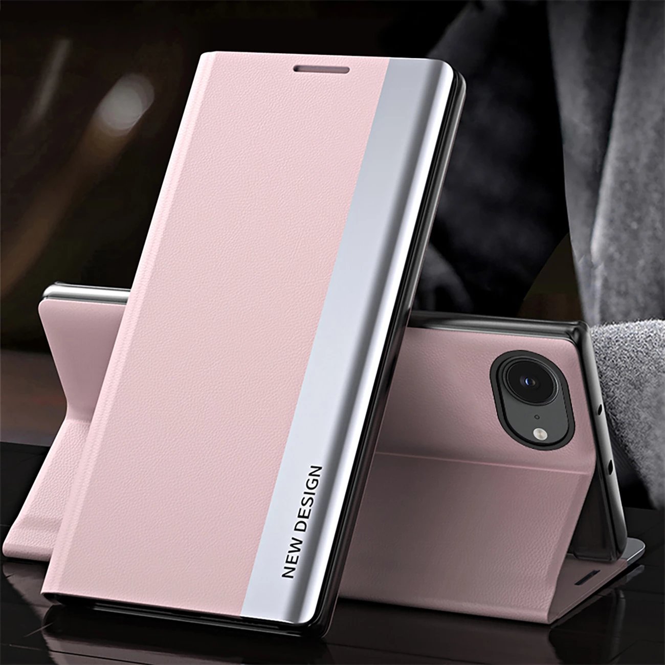 Mbështjellës Hurtel Sleep Case Pro për iPhone 16e, me kapak dhe qëndresë, rozë