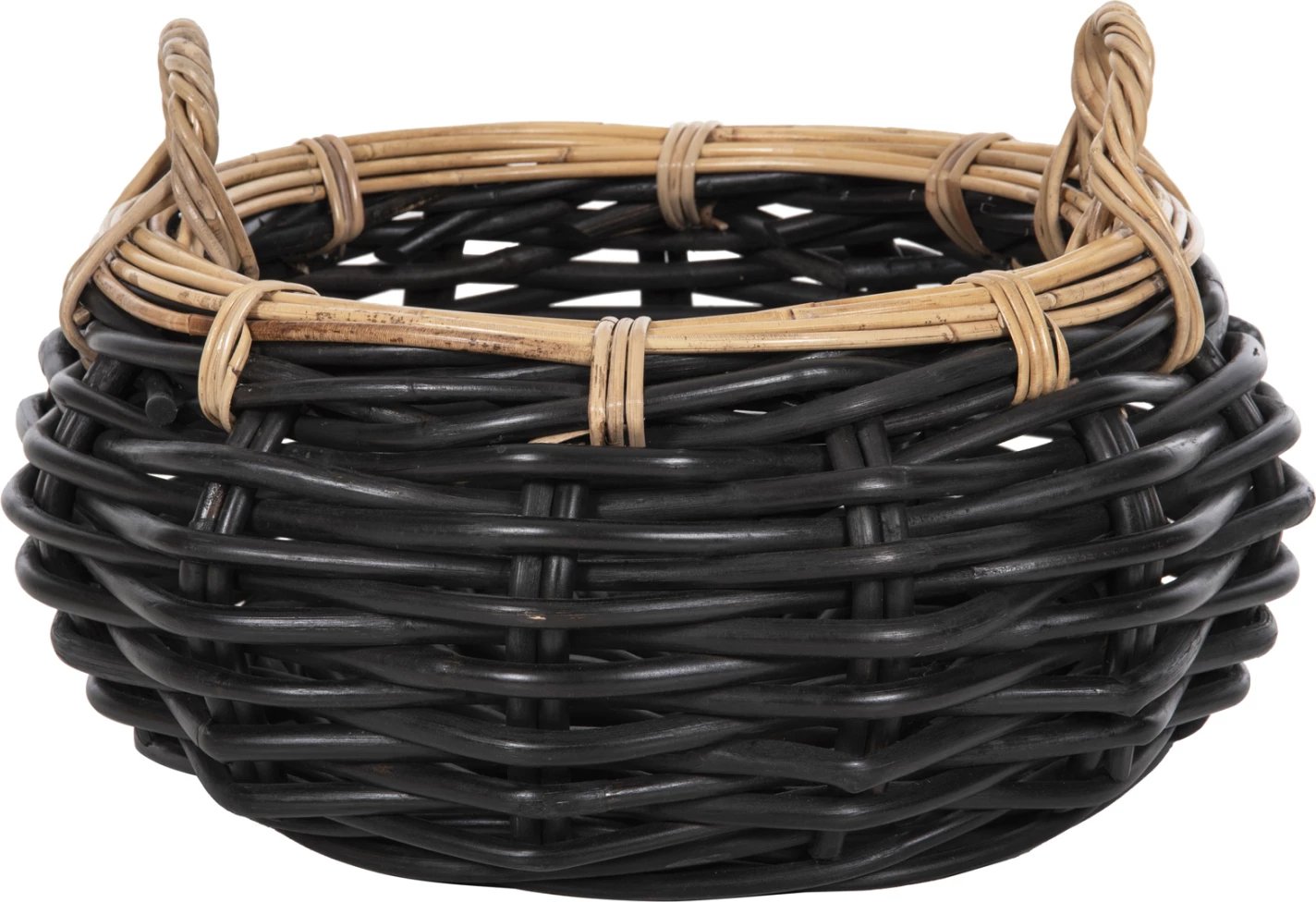 Shportë dyshemeje POTTS FH4378 CL rattan, ngjyrë zezë & natyrale, Φ62x36H cm