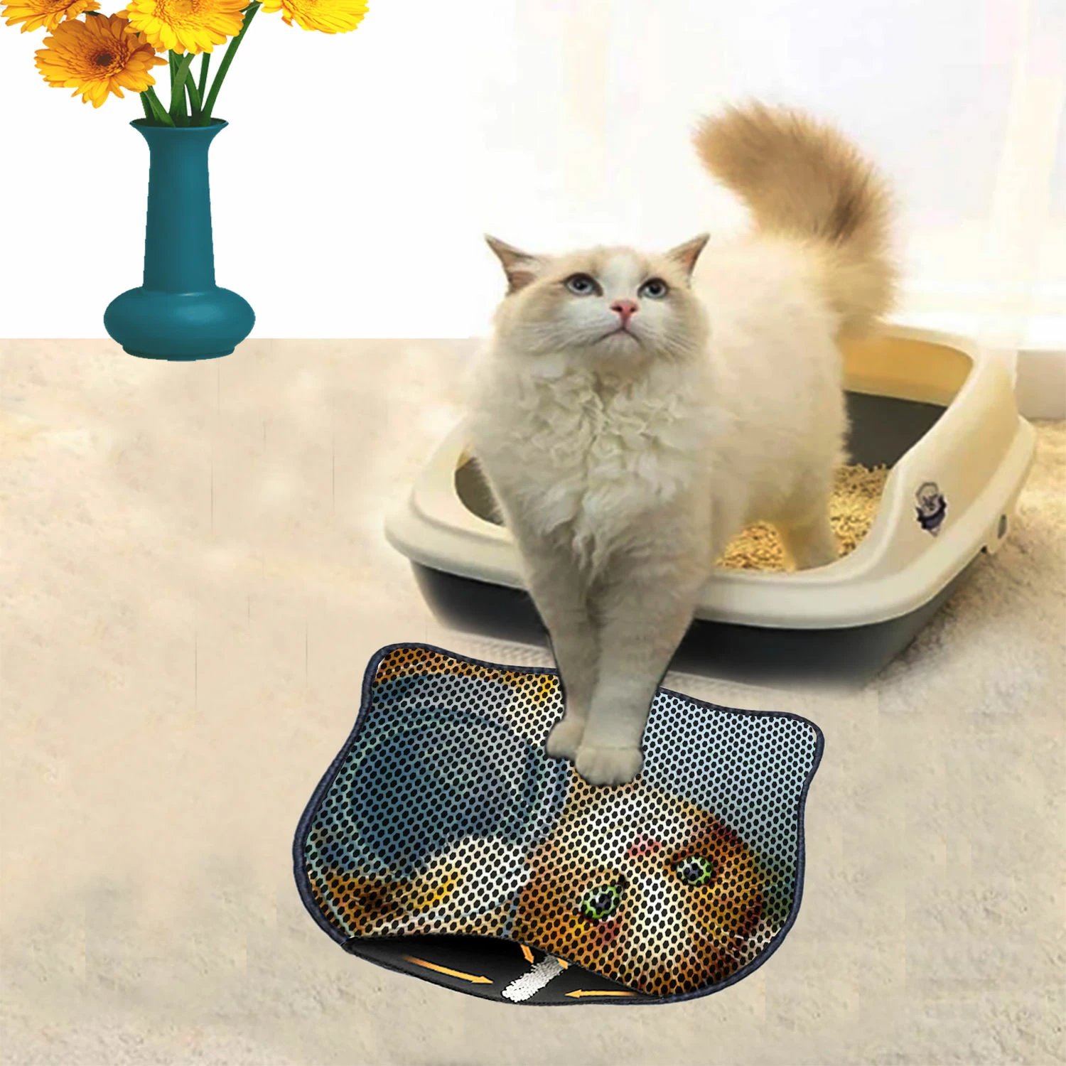 Tapet për rërë mace, Paws & Whiskers, Kdkafa0171, shumëngjyrësh, 40x50cm