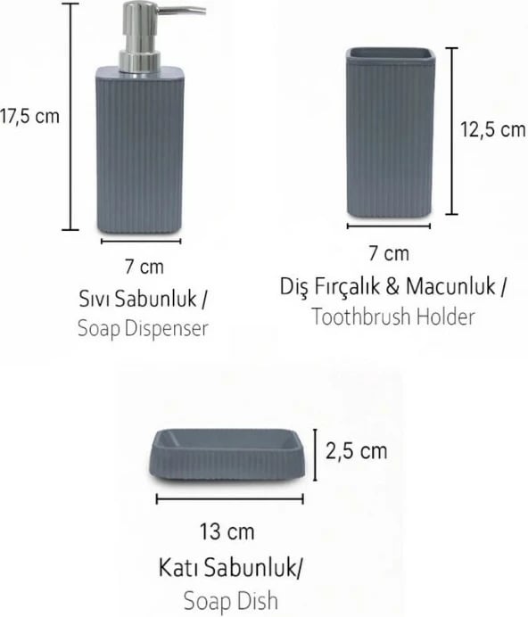 Set banjoje 3 pjesësh, ngjyrë gri, Mijölnir, PZR-043