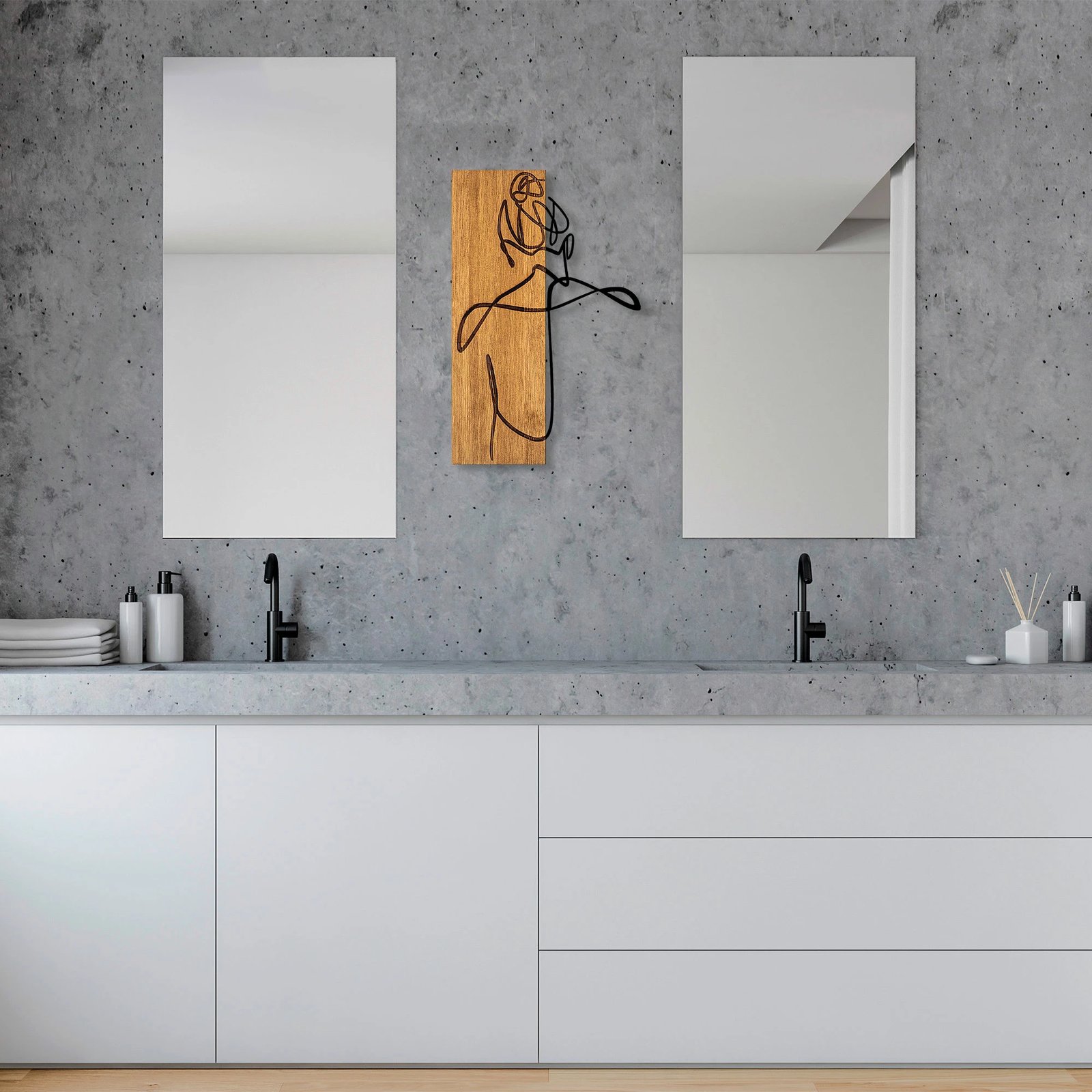 Aksesor dekorativ për mur, dru arre dhe metal, Wallity MA-295