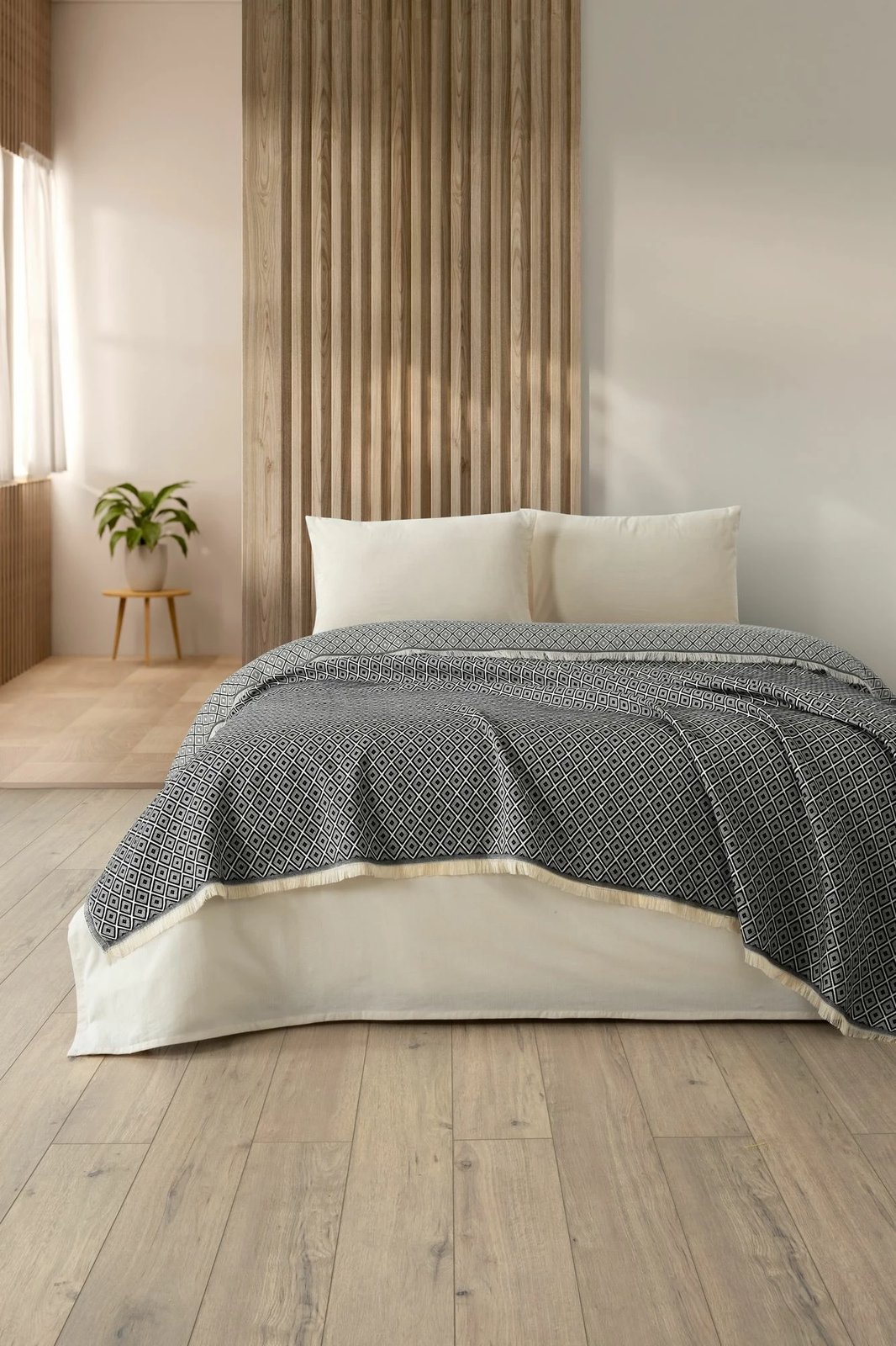 Batanije Double Pique, Diamonds, ngjyrë e zezë