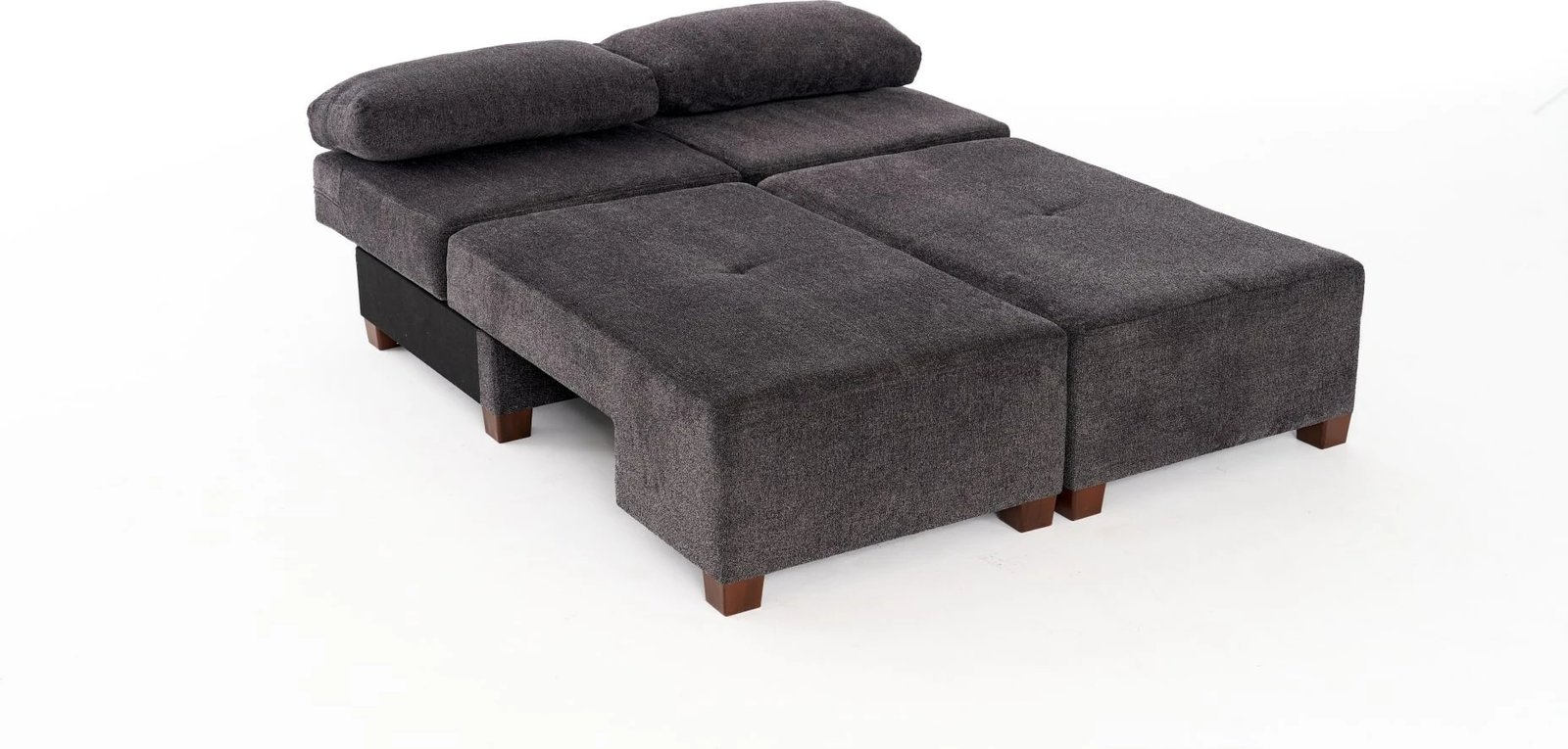 Krevat-sofá treshe, Atelier del Sofa, pëlhurë Perenna Chenille, antracit