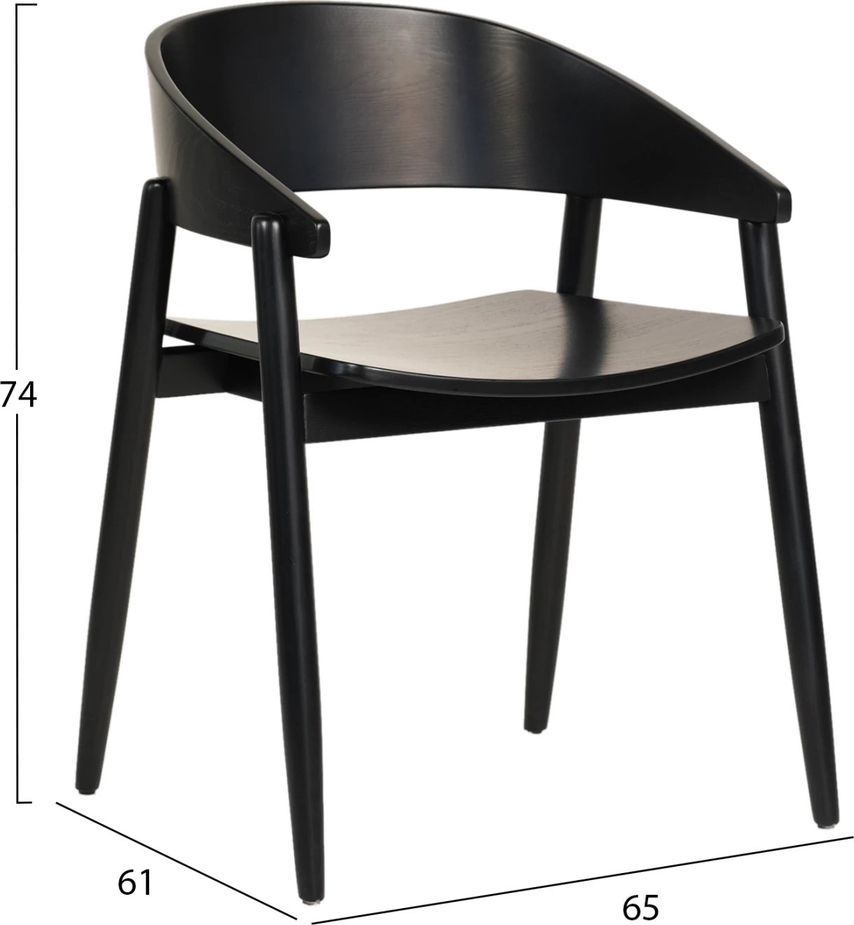 Karrige për ngrënie CANOP FH9950.02 dru frashëri ngjyrë e zezë 56,5x61x74H cm