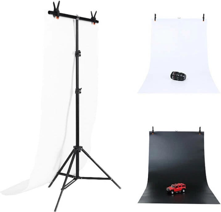 Mbështetës sfondi për studio fotografike Puluz DCA0976 me 2 sfonda, 70x200cm, i bardhë dhe i zi