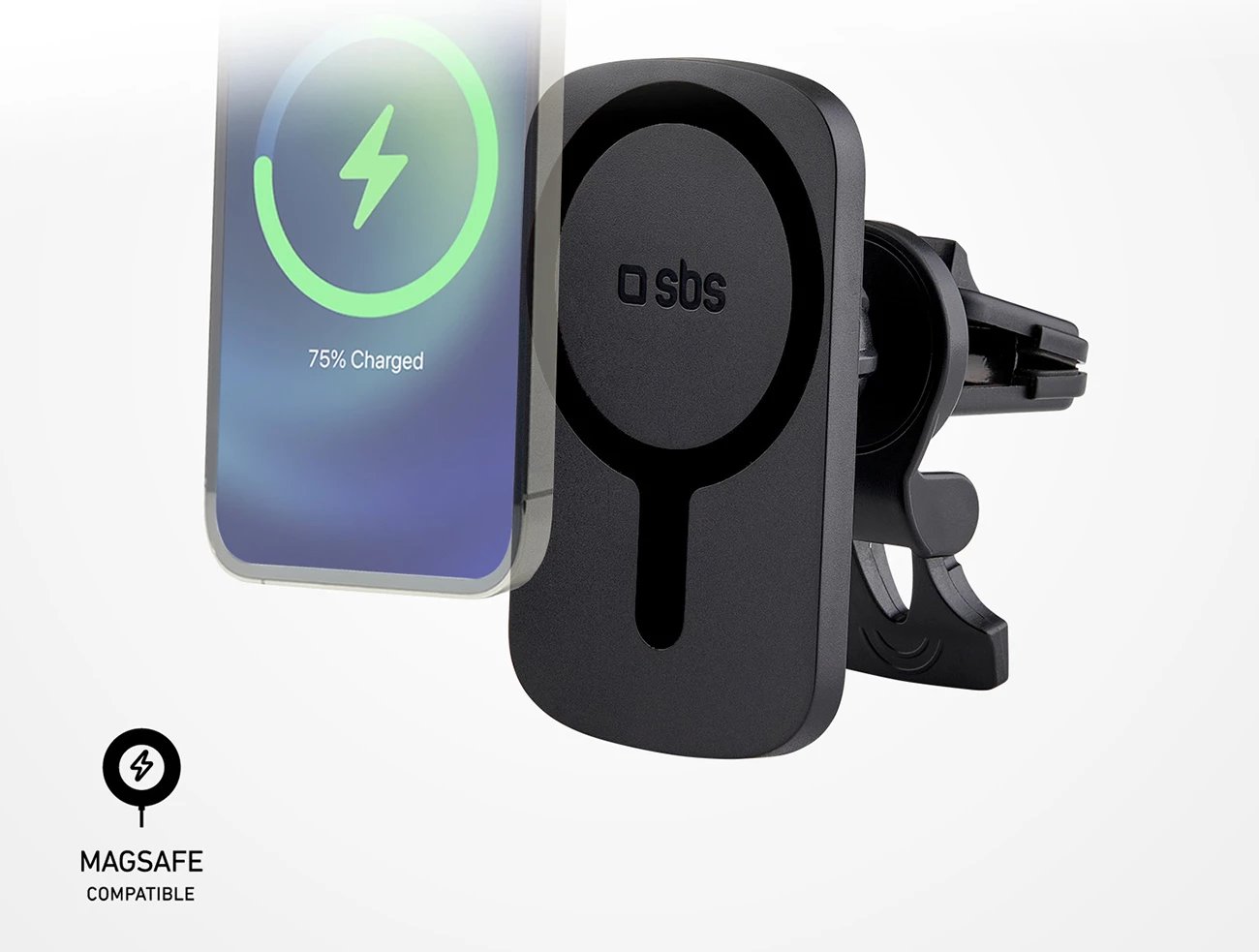 Mbështjellës magnetik me karikues wireless SBS TESUPWIR15WMS për celular, MagSafe, i zi