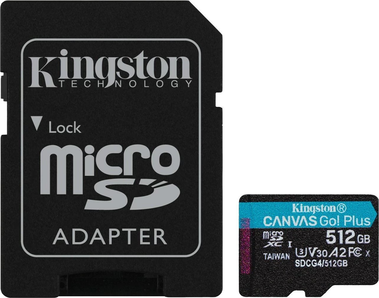 Kartelë memorie microSDXC Kingston Canvas Go Plus Gen4 512GB me adapter, Turquoise