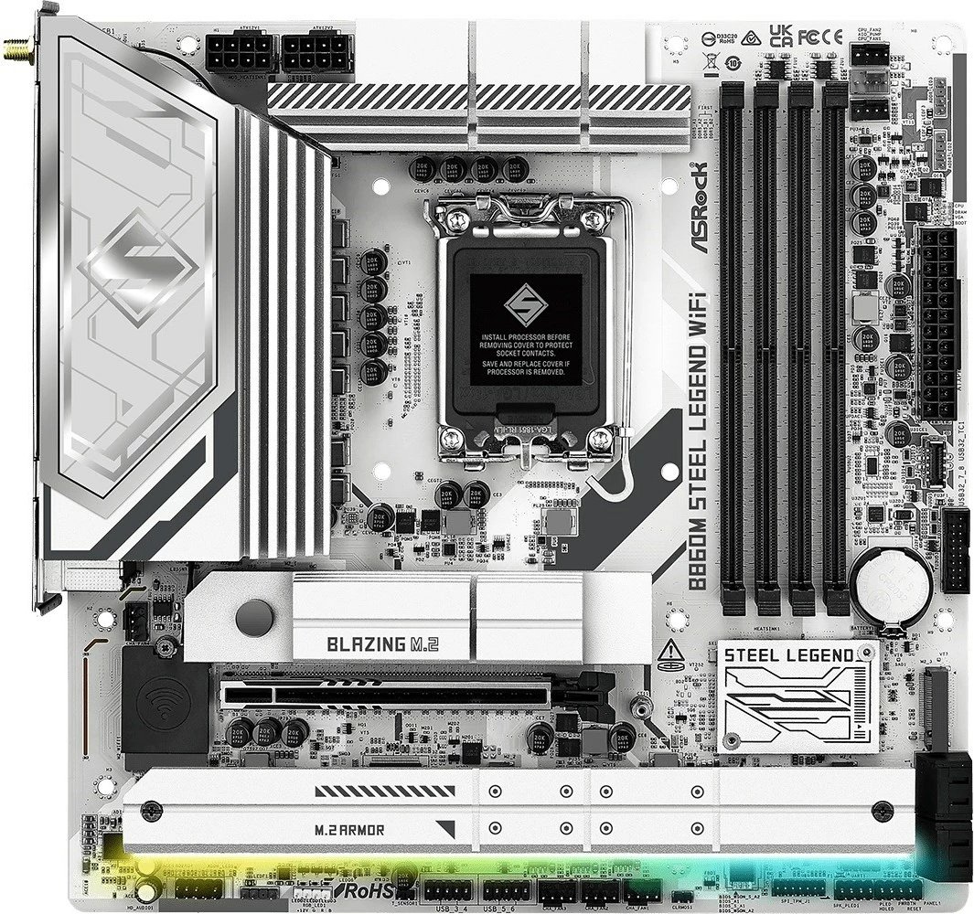 Pllakë amë ASRock B860M Steel Legend WiFi, micro ATX, Socket 1851, e bardhë