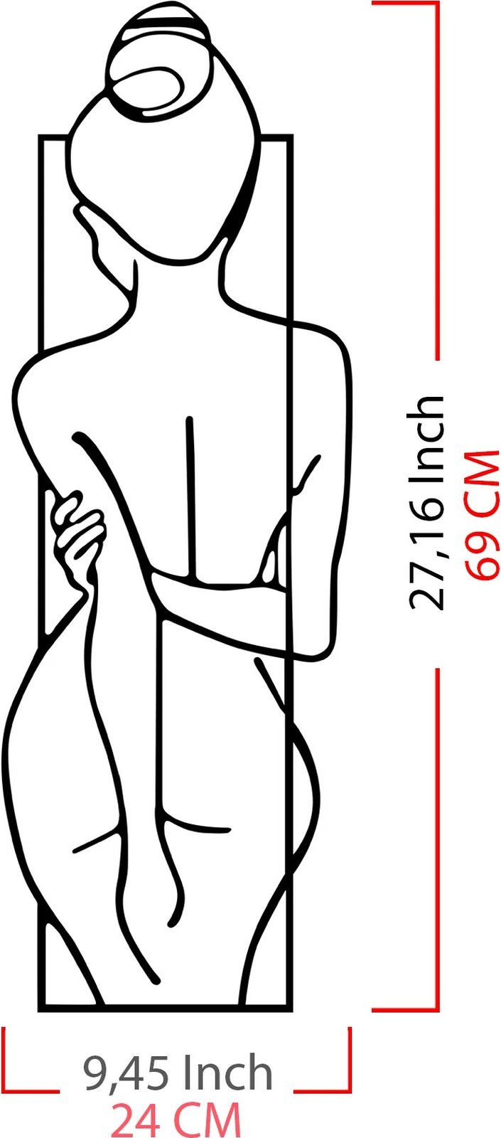 Aksesor dekorativ metalik për mur, pozë femre, Wallity