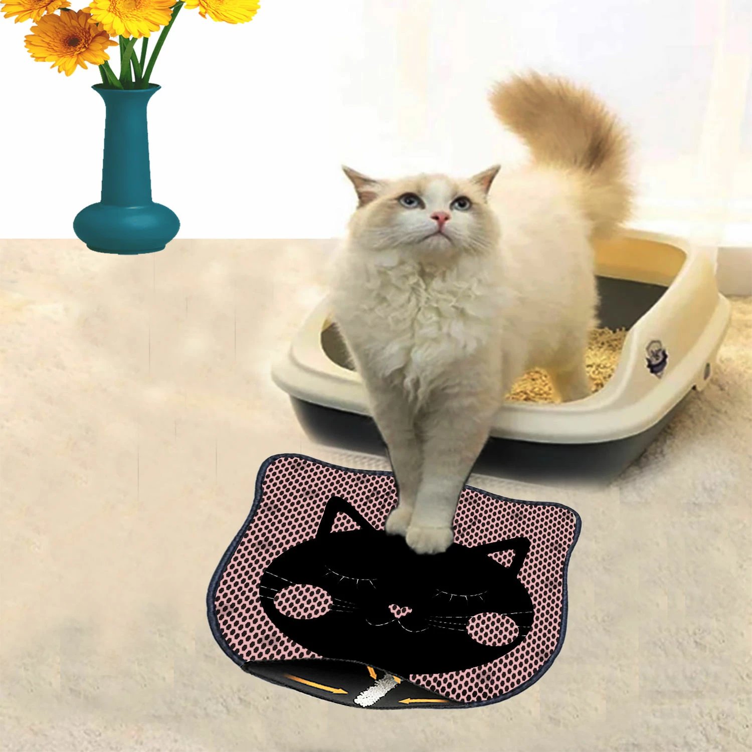 Tapet për rërë mace, shumëngjyrësh, Paws & Whiskers, Kdkafa0228, 40x50cm