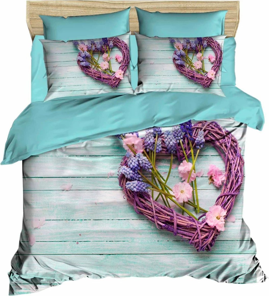 Set mbulesë për jorgan king size, L'essentiel, ngjyrë turquoise, vjollcë, e gjelbër, 189