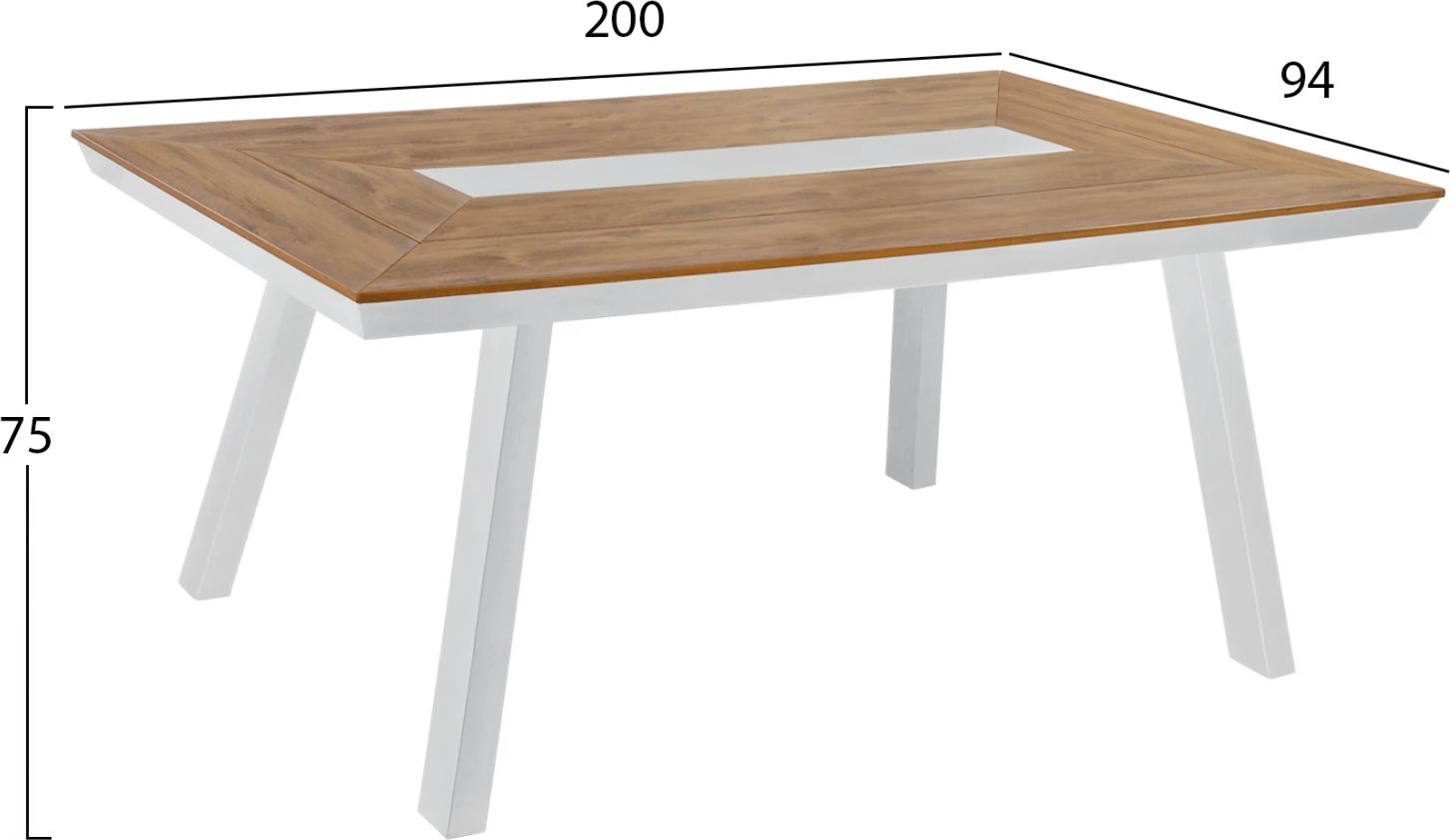 Set për darkë 7 copë me tavolinë polywood 200x94 dhe karrige të bardha FH11425