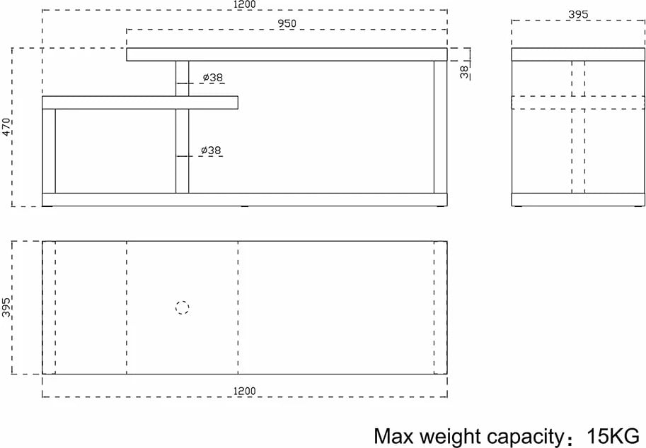 Komodë TV KIVOS, ngjyrë sonoma, 120x39.5x47 cm