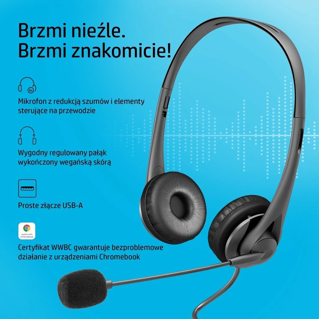 Kufje HP Stereo USB G2, me tela, për zyrë/qendër thirrjesh, e zeza