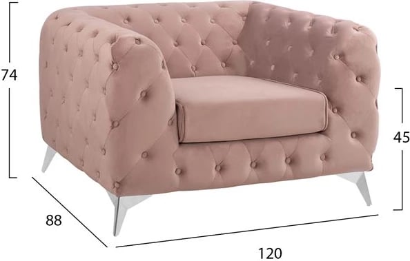 Fotelje Albert, ngjyrë rozë e zbehtë, FH3130.05, 120x88x74 cm