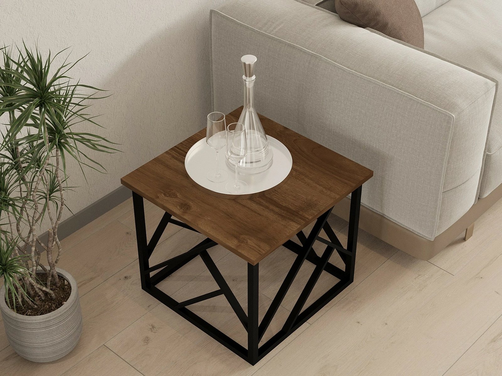 Tavolinë kafeje Skye Decor, ngjyrë arre, e zezë