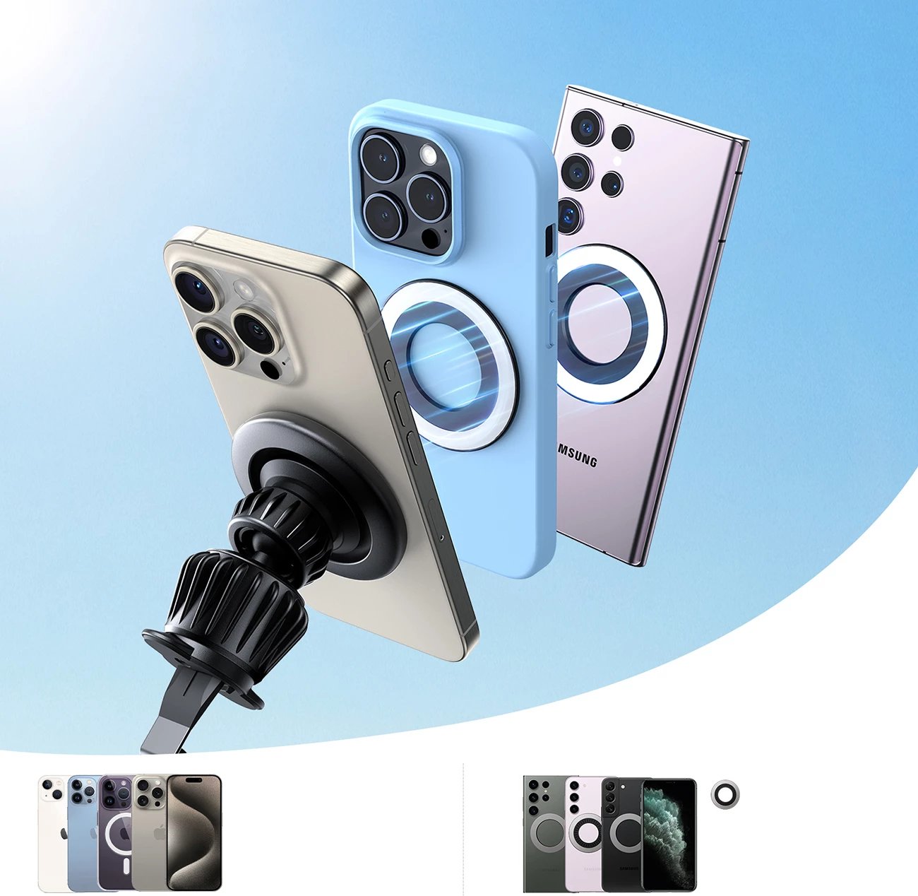 Mbështjellës magnetik për makinë Joyroom JR-ZS406, për ventilator, i zi Mbështjellës magnetik për makinë Joyroom JR-ZS406, për ventilator, i zi