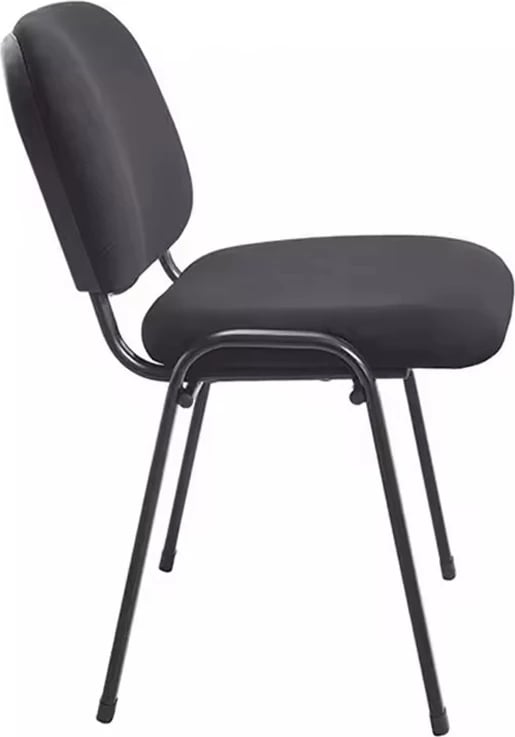 Karrige mysafirësh e grumbullueshme Anilian, pëlhurë e zezë, këmbë metalike të zeza, 55x44x77cm