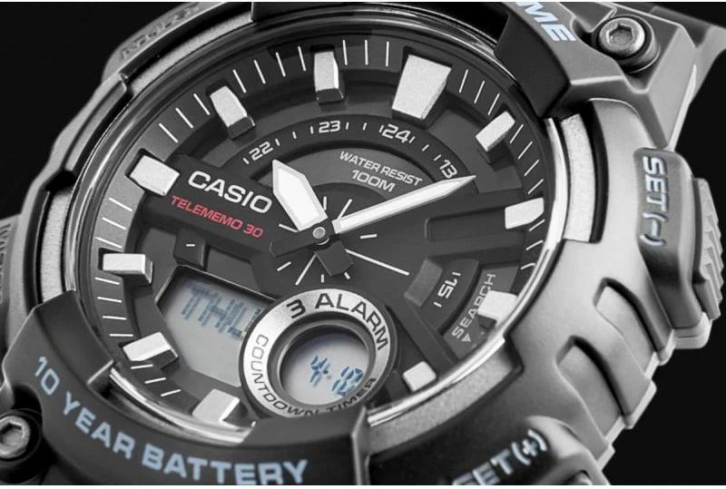 Orë dore për meshkuj CASIO, e zezë