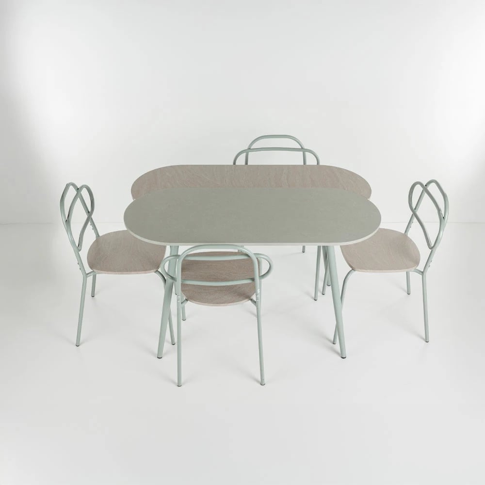 Tavolinë me karrige italiane, 4+1, ngjyrë gri-gur, 120x75x75