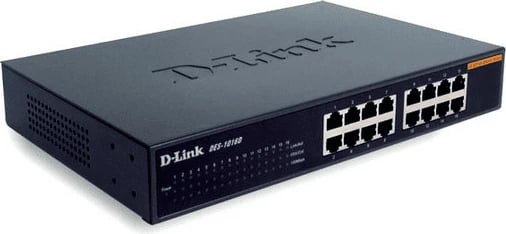 Switch, D-Link, DES-1016D, 16 porte 10/100 Mbps, i pa-menaxhueshëm, pa PoE, e zezë