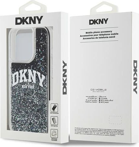 Mbështjellës DKNY Liquid Glitter Big Logo për iPhone 13 Pro / 13, i zi