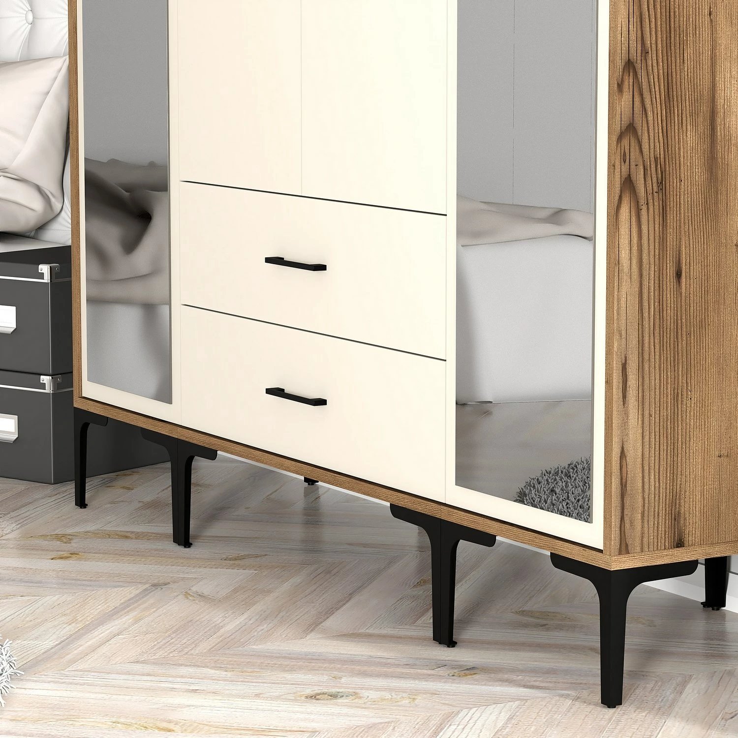 Dollap Skye Decor, ngjyrë arrë dhe krem, Kumsal RTR