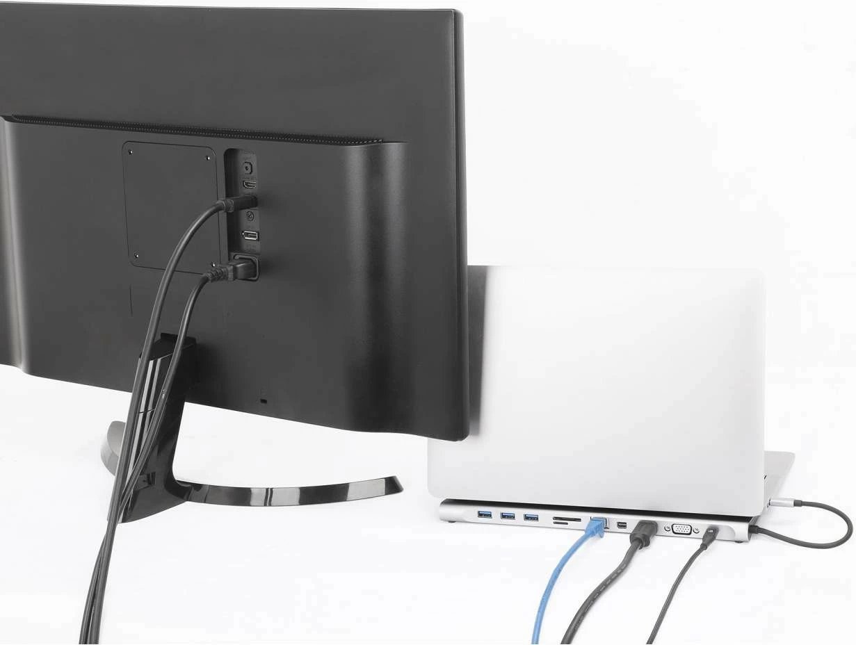 Docking station MANHATTAN USB-C 11in1 MST, për 3 monitorë, argjend Docking station MANHATTAN USB-C 11in1 MST, për 3 monitorë, argjend