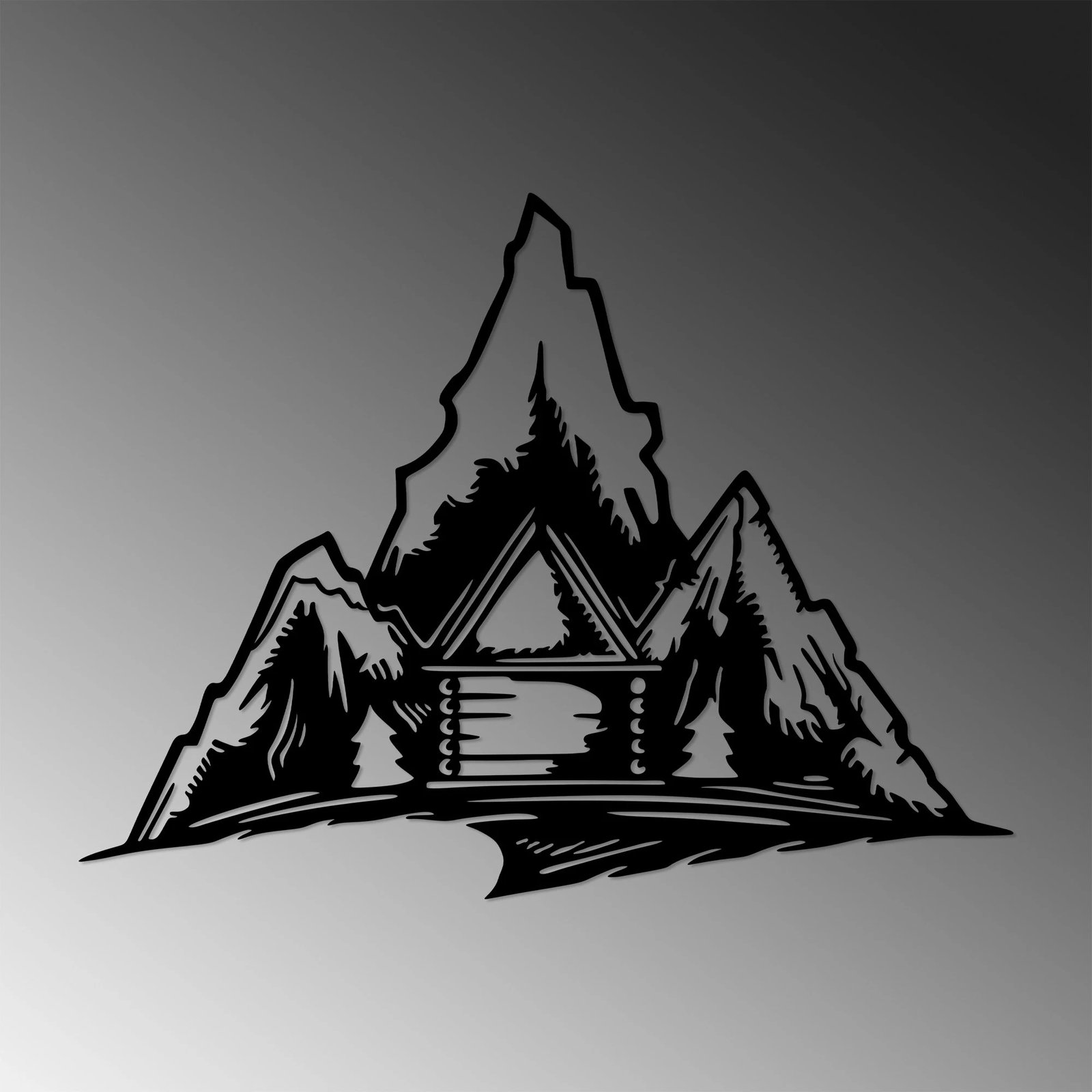 Aksesor dekorativ metalik për mur Wallity, Everest, ngjyrë e zezë, 52x70cm