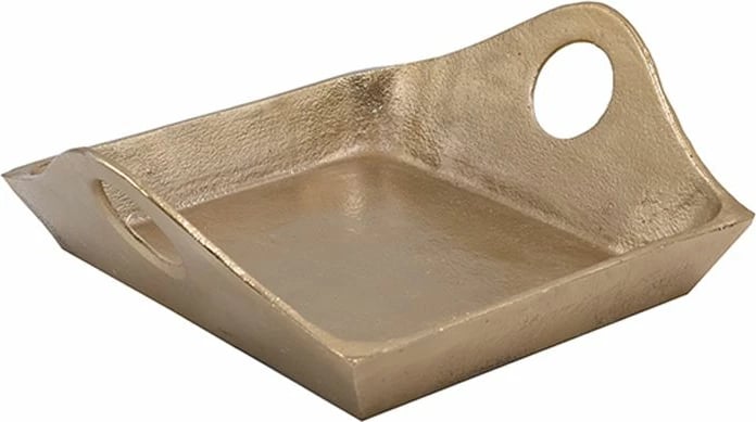 Tabaka dekorative CARRE, alumin, ngjyrë ari, 27x24x9 cm