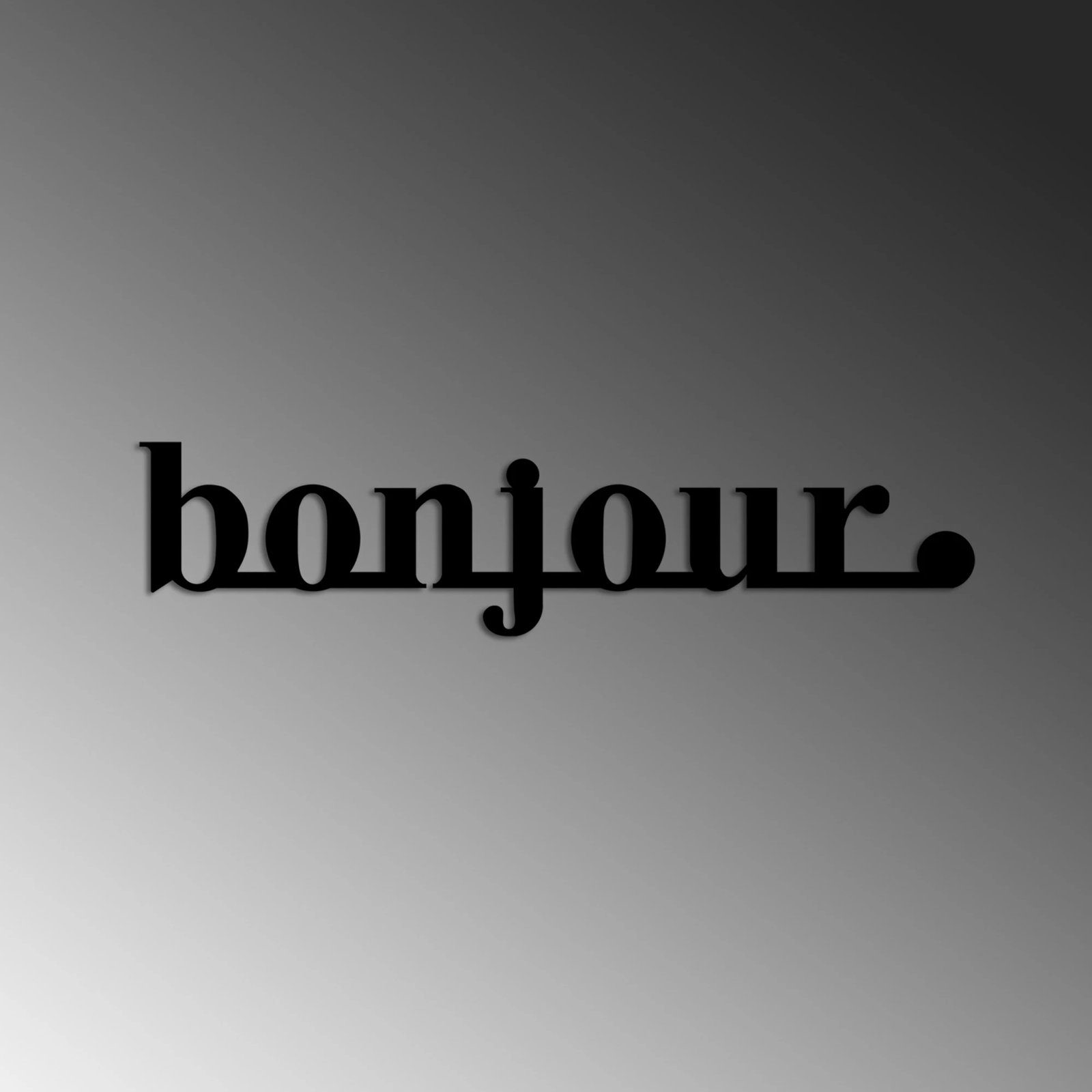 Aksesor dekorativ metalik për mur, Wallity, Bonjour, ngjyrë e zezë, 70x16cm