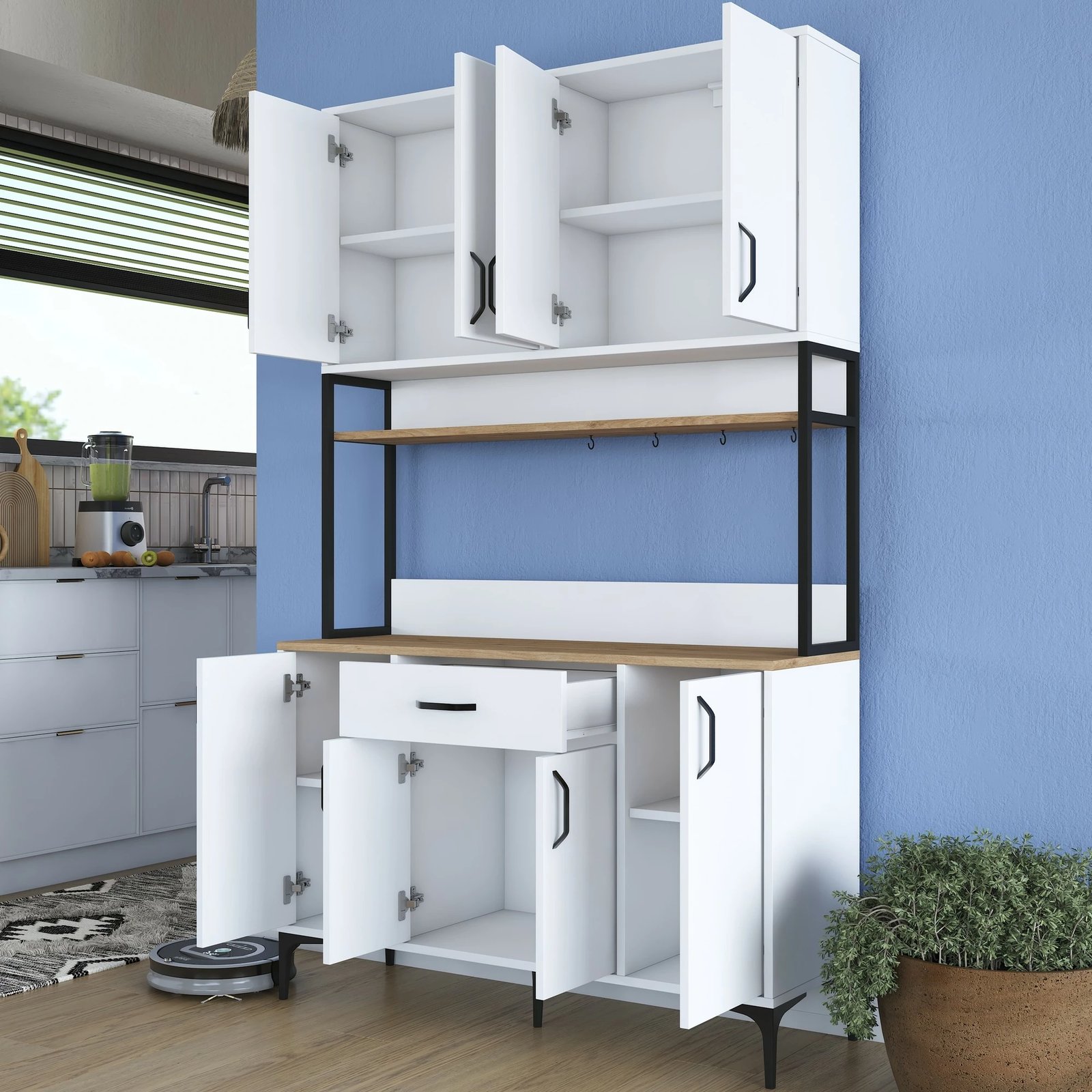 Dollap shumëpërdorimësh, ngjyrë arre dhe e bardhë, Skye Decor, JE127 - 3401