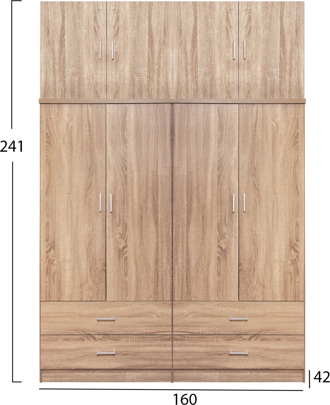 Set 4 pjesë Gardërobë 4 pjesë me papafingo dhe 4 sirtarë Sonama 160x42x241 FH11352.02