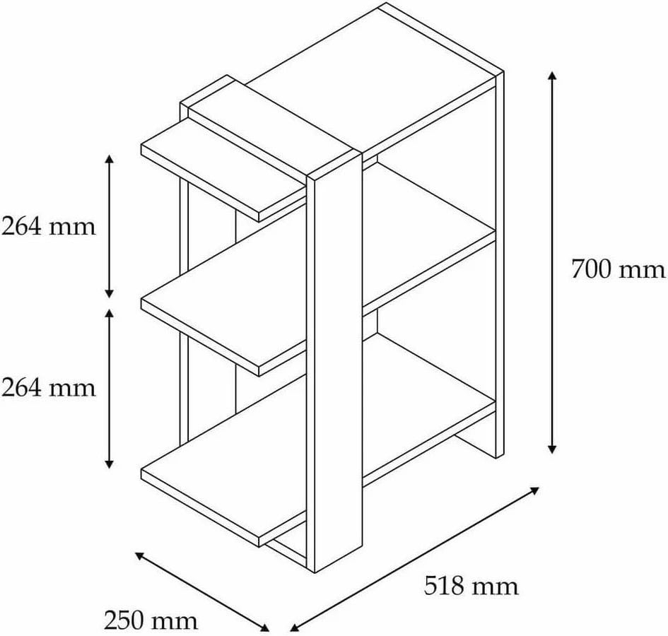 Raft librash Hanah Home, Ova, ngjyrë lisi dhe antraciti