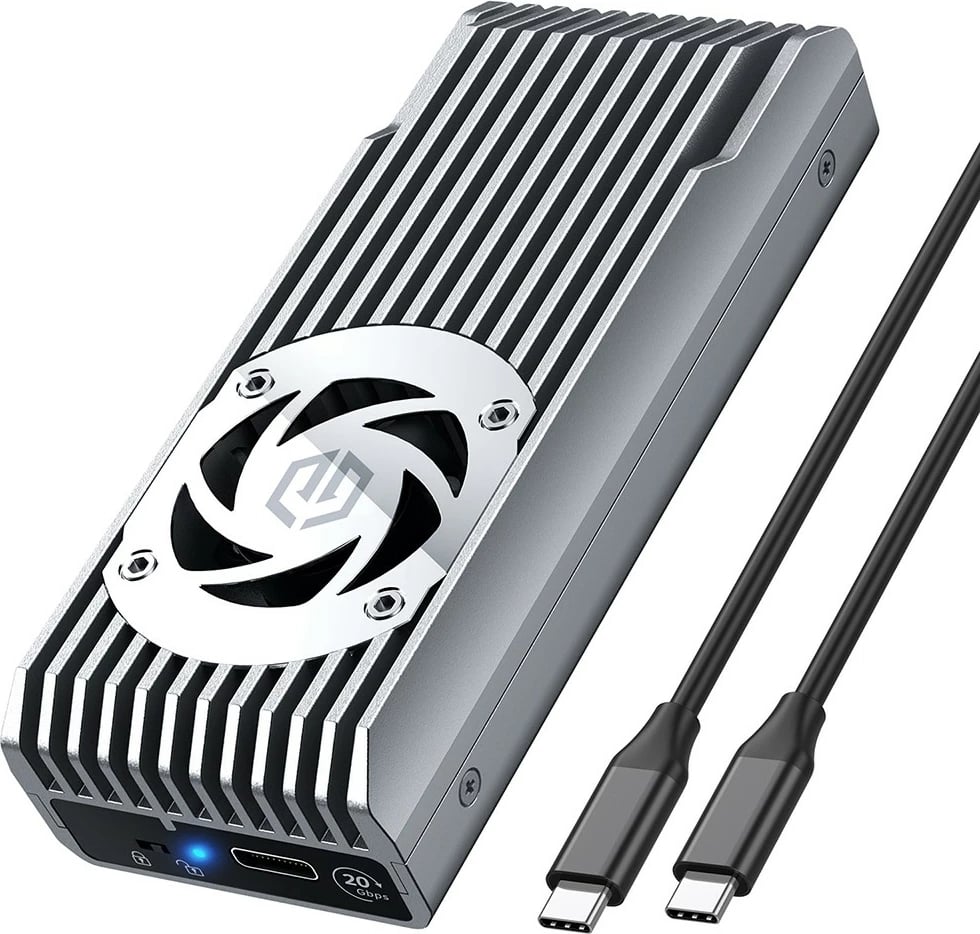 Kasë e jashtme GrauGear për SSD M.2 NVMe, USB 3.2 Gen 2x2, 20 Gbit/s, me ventilator, gri