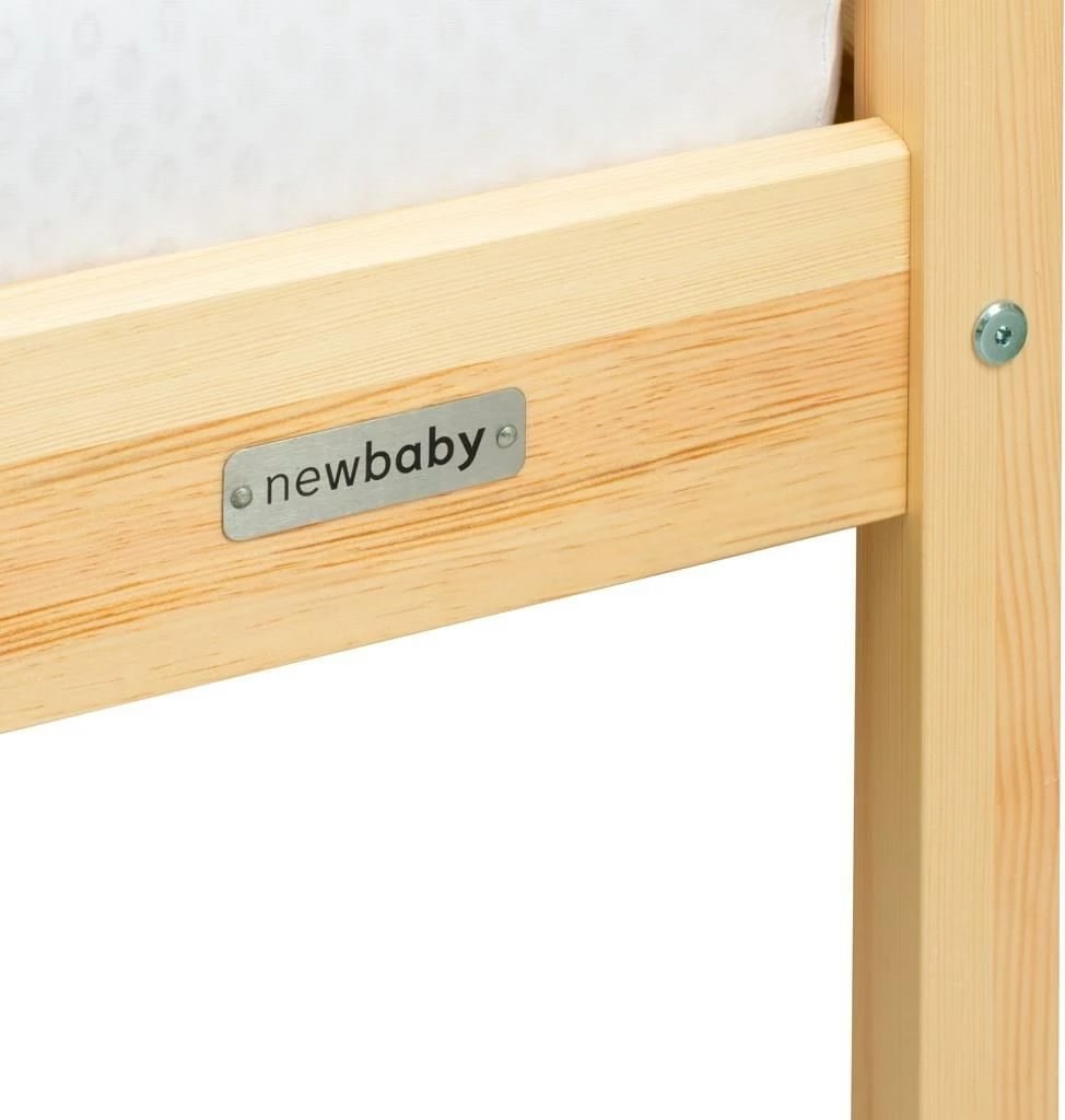 krevat shtëpizë për fëmijë, New Baby CASTELLO, 160x80 cm, me mbrojtëse dhe bazë me letvica, natyral