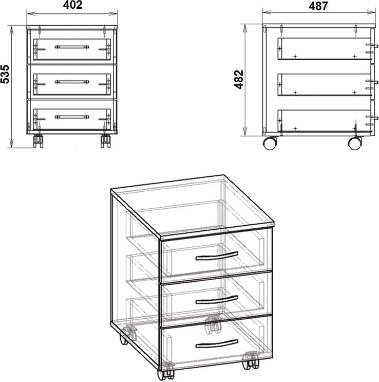Komodinë me rrota Luke ngjyrë wenge 40x48.5x53.5cm