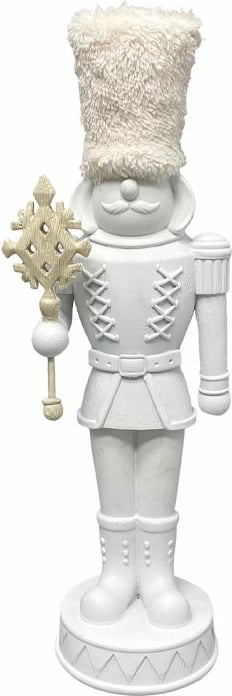 Dekoratë Krishtlindjesh SPEZZA, arrashkelës, polirezine, e bardhë/bezhë, 13.5x10.5x37.5 cm