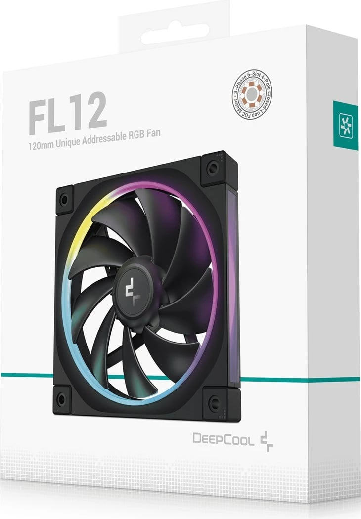 Ventilator kase kompjuteri DeepCool FL12, 12 cm, LED RGB, i zi