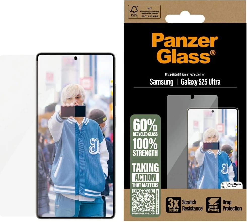 Xham mbrojtës PanzerGlass Ultra-Wide Fit për Samsung Galaxy S25 Ultra