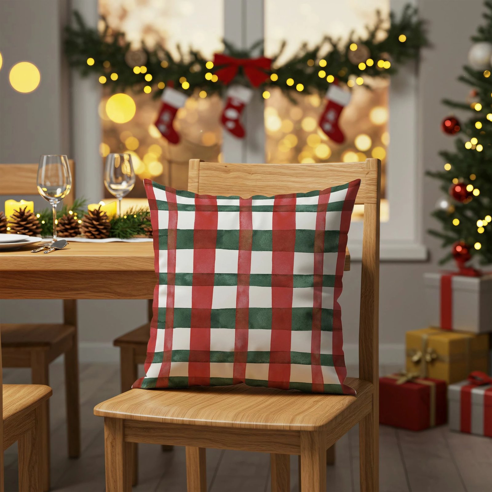 Set mbulesash jastëku për Krishtlindje, shumëngjyrëshe, 2 copë, PLW-NWYR26 - 15