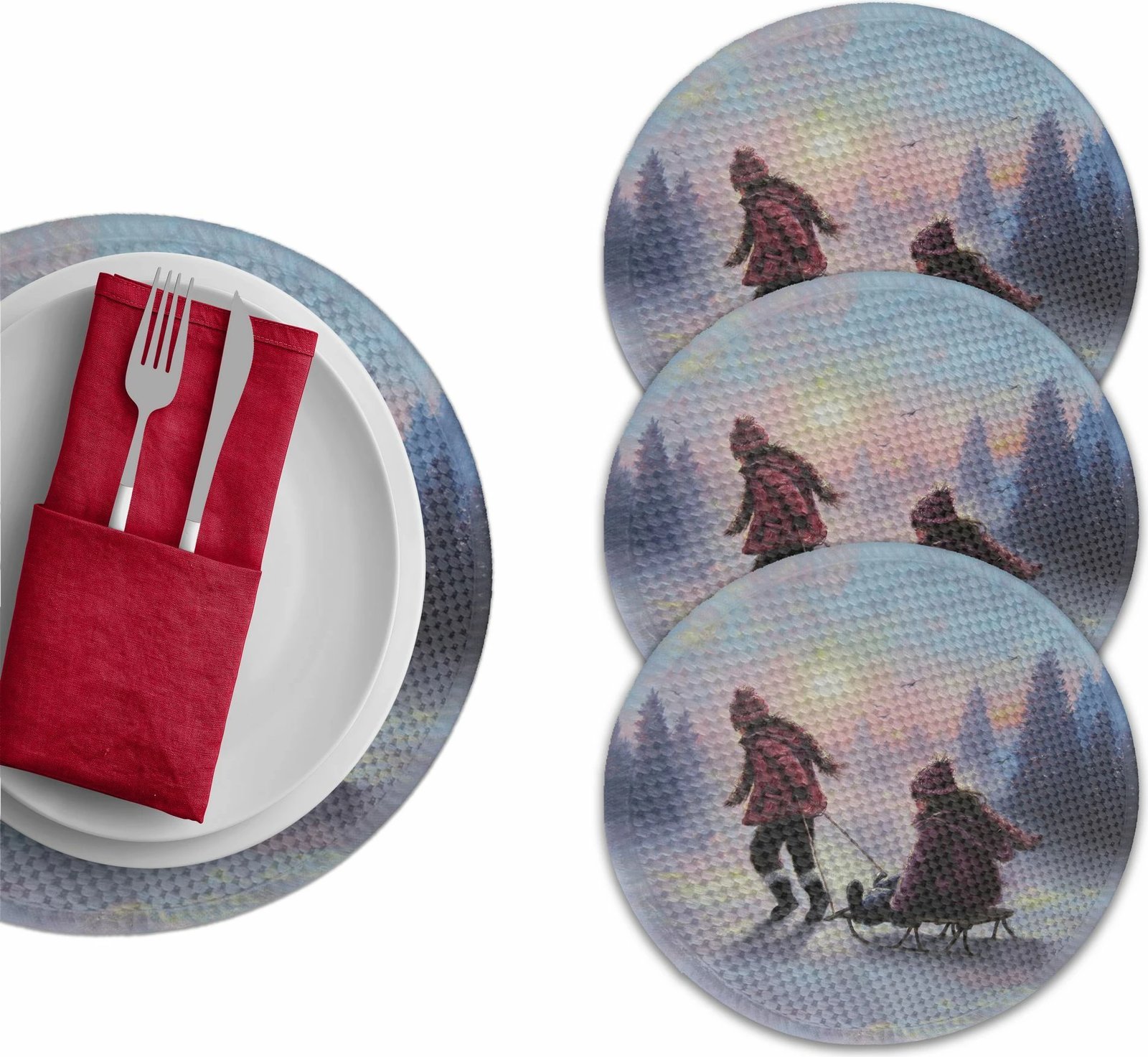 Set nënshtruesish tavoline Hermia Concept, shumëngjyrësh, 4 copë, 37cm