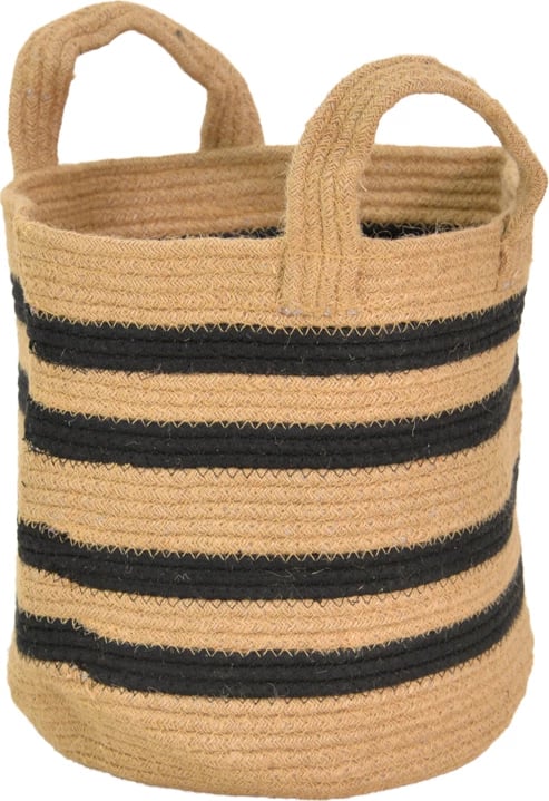 Shportë dekorative Mibra, pambuk-jutë, ngjyrë bezhë-e zezë, 30x30cm