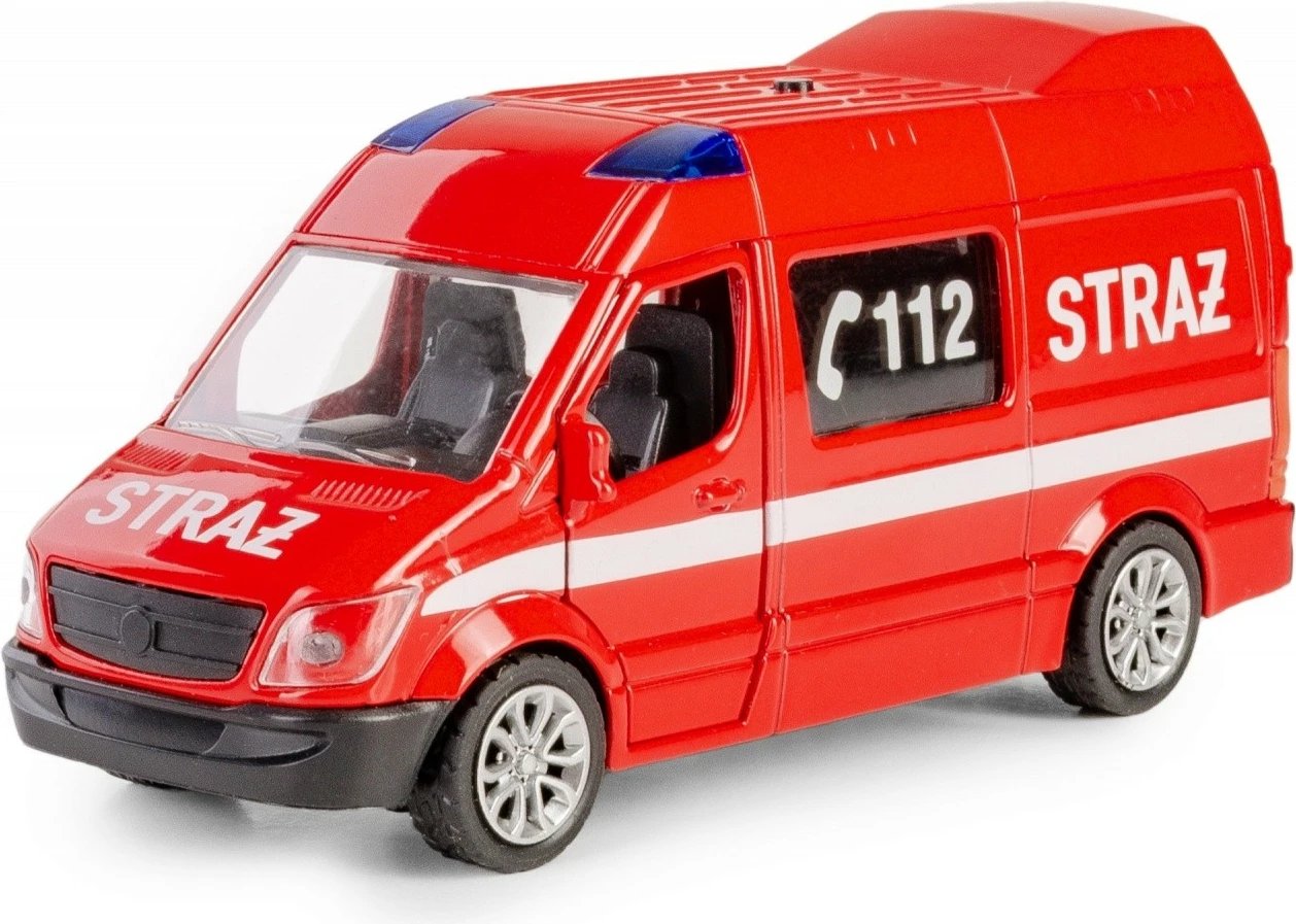 Lodër veturë zjarrfikësash Daffi B-431, metal/plastik, me drita e zë, e kuqe